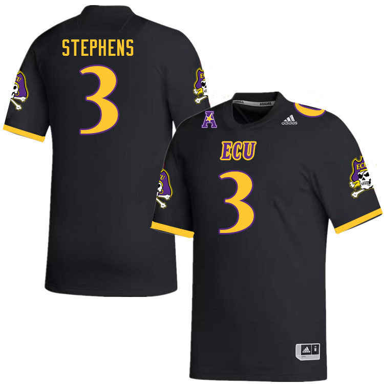 Men #3 Chad Stephens ECU Pirates 2023 College Football Jerseys Stitched-Black